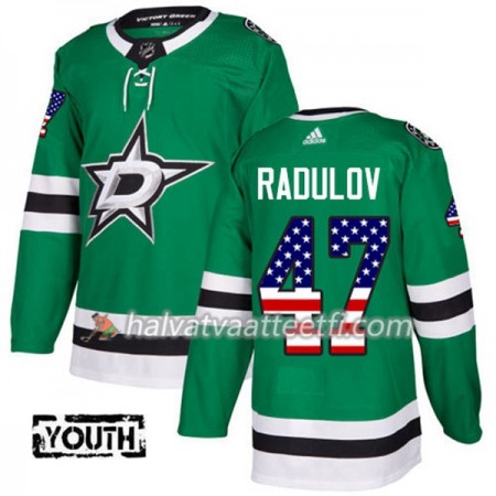 Lasten NHL Dallas Stars Pelipaita Alexander Radulov 47 Adidas 2017-2018 Kelly Vihreä USA Flag Fashion Authentic